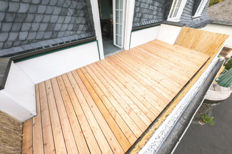 Wooden balcony deck