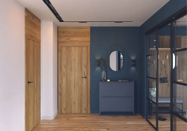 Interior with wooden doors