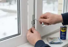 Ruční úprava tlaku na okenní zámek pro lepší těsnění.