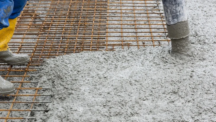 Concrete pouring with rebar mesh