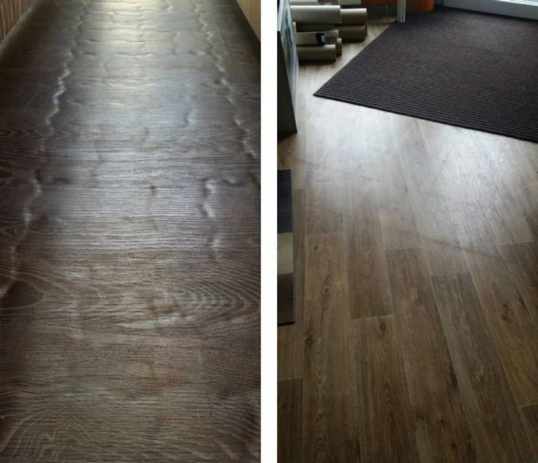Wood flooring before and after refinishing