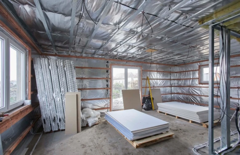 Drywall storage in construction site