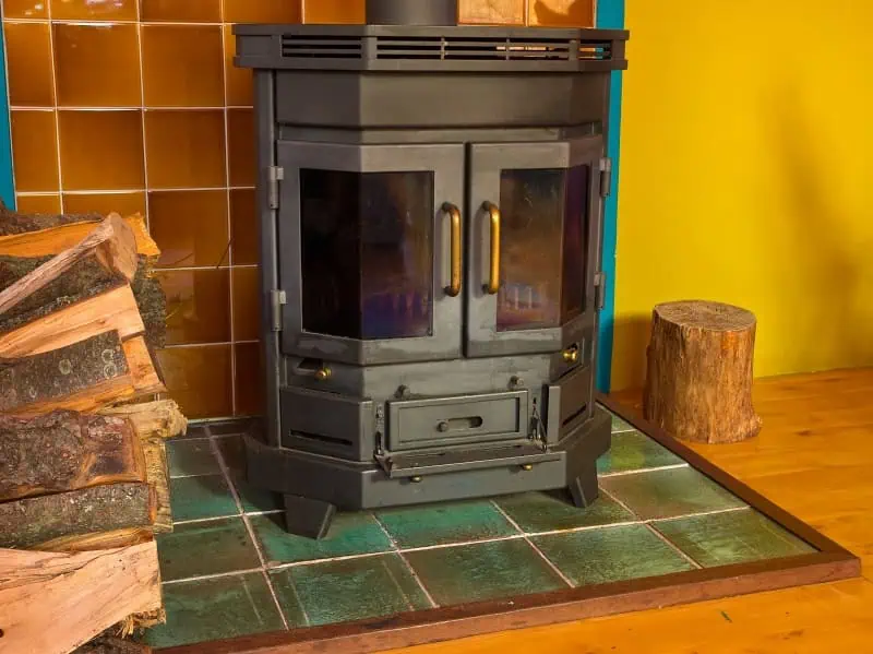 Wood stove hearth protection