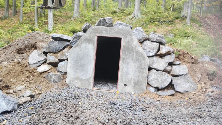 Concrete bunker entrance