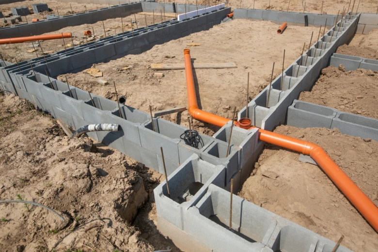 Foundation slab construction site