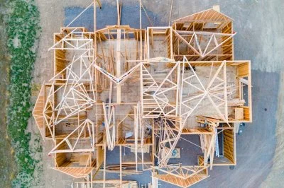 Wooden house frame construction