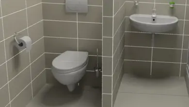 Závěsné WC v koupelně s viditelným montážním systémem.